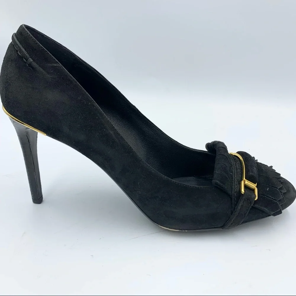 Burberry Metal Bar Hampden Fringe Black Pump